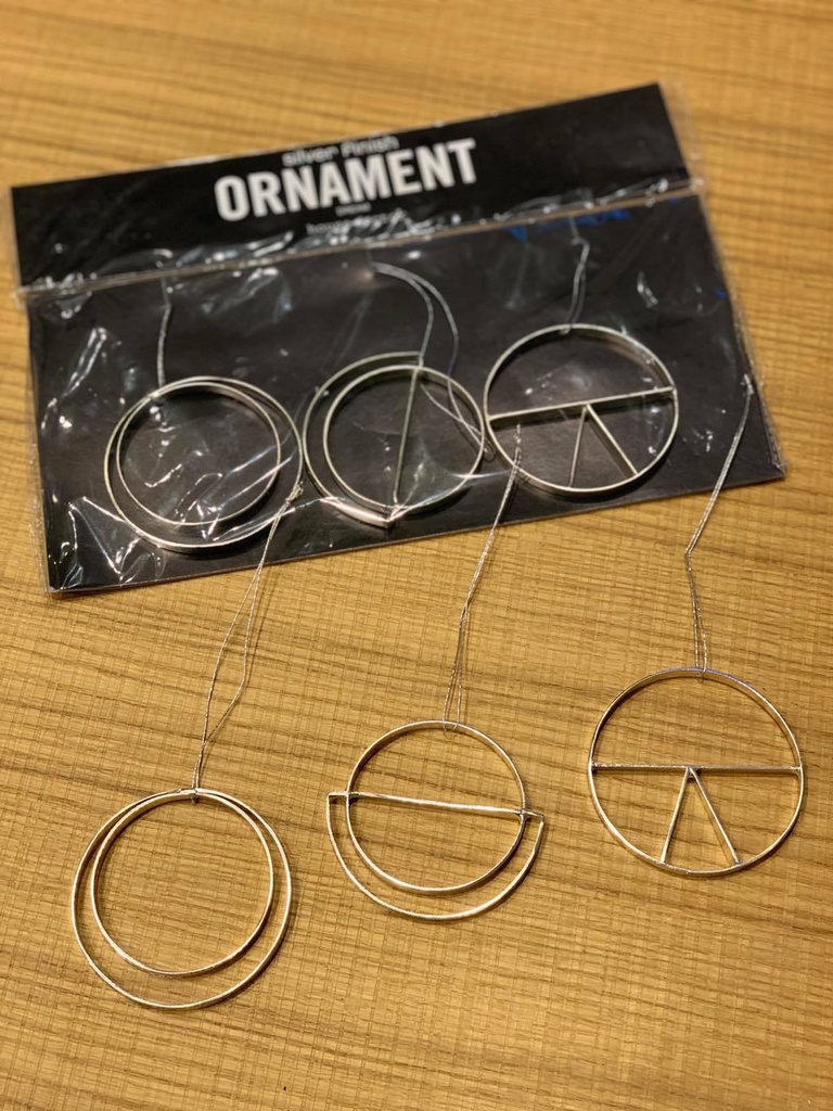 House Doctor - Set de 3 ronds en métal argenté, Ornaments, dia : 6,5cm