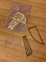Ferm Living - Pack de 3 suspensions, en papier recto doré/verso coloré (H7,5 x L4,4 x H9,8 cm)