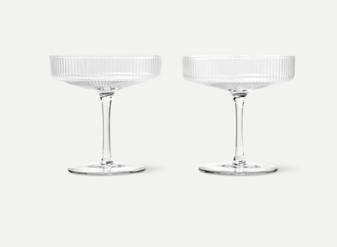FERM LIIVNG - Verres Ripple Champagne Saucers Glasses (2pces)