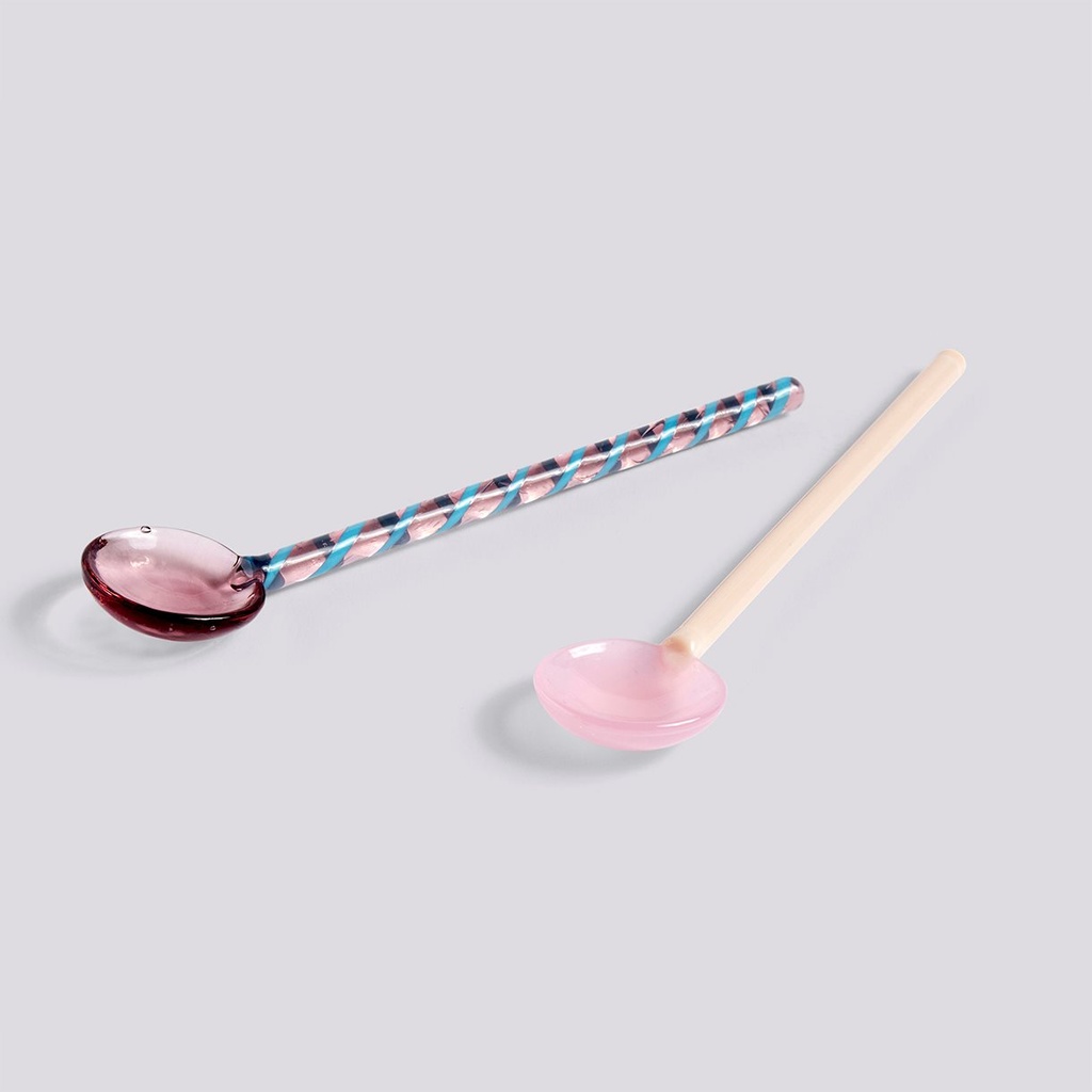 HAY -  GLASS SPOONS-SET OF 2-AUBERGINE AND LIGHT PINK